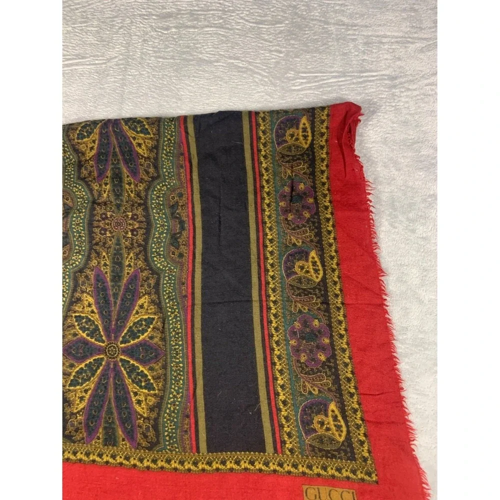 Vintage Gucci Wool Paisley Scarf Large 50
